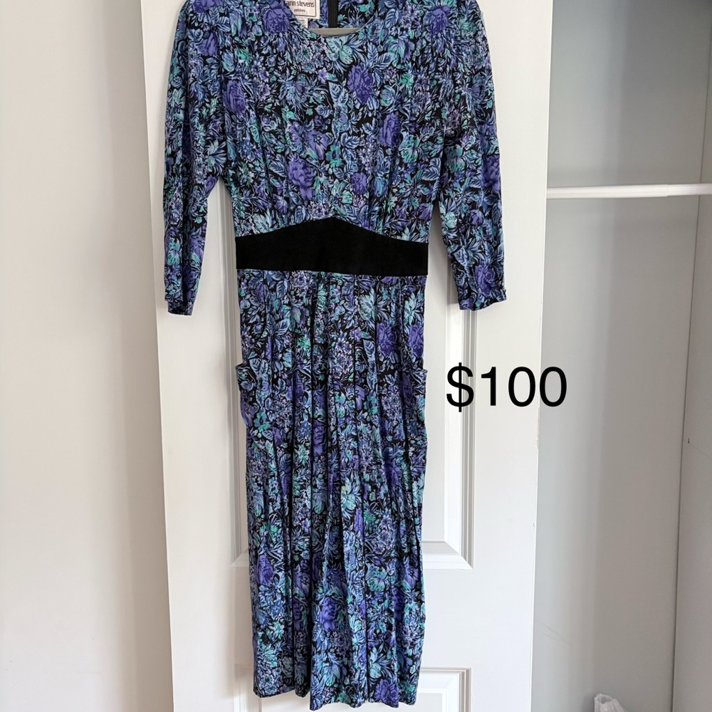 Floral Blue and Purple Women's Dress